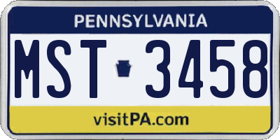 PA license plate MST3458
