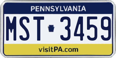 PA license plate MST3459