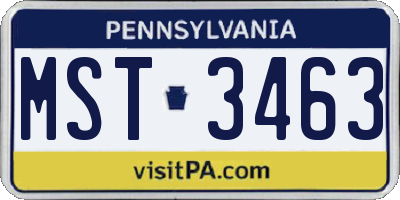 PA license plate MST3463