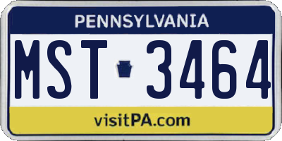 PA license plate MST3464