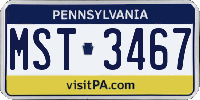 PA license plate MST3467
