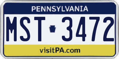 PA license plate MST3472