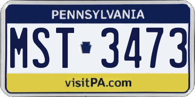 PA license plate MST3473