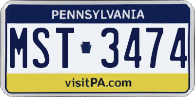 PA license plate MST3474