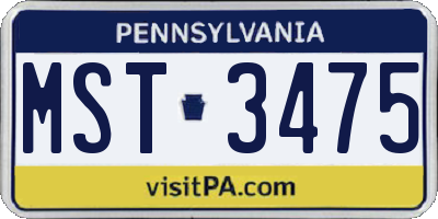 PA license plate MST3475