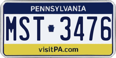 PA license plate MST3476