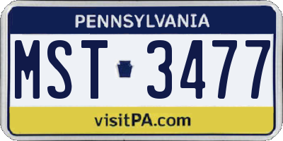 PA license plate MST3477