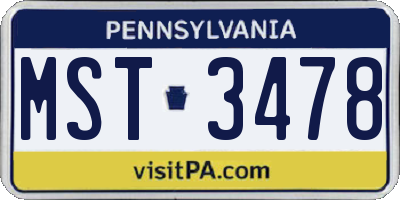 PA license plate MST3478