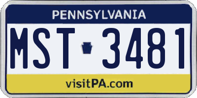PA license plate MST3481