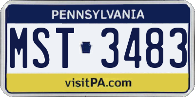 PA license plate MST3483