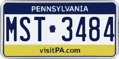 PA license plate MST3484