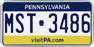 PA license plate MST3486