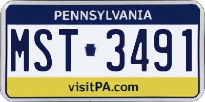 PA license plate MST3491