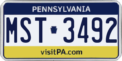 PA license plate MST3492