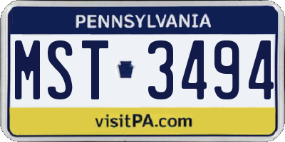 PA license plate MST3494