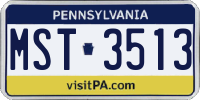 PA license plate MST3513