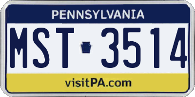 PA license plate MST3514