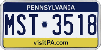 PA license plate MST3518
