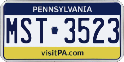 PA license plate MST3523