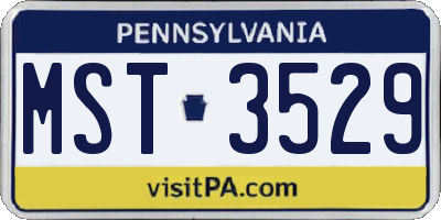 PA license plate MST3529