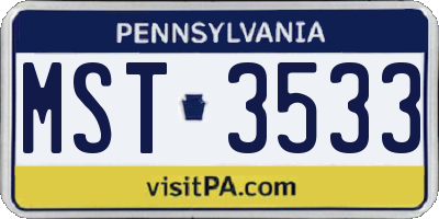 PA license plate MST3533
