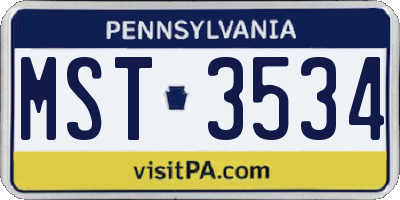 PA license plate MST3534