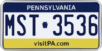 PA license plate MST3536