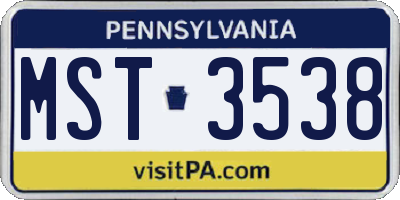 PA license plate MST3538