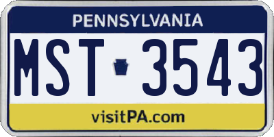 PA license plate MST3543