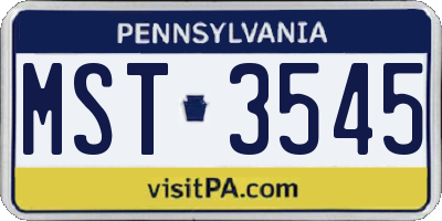 PA license plate MST3545