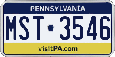 PA license plate MST3546