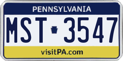 PA license plate MST3547