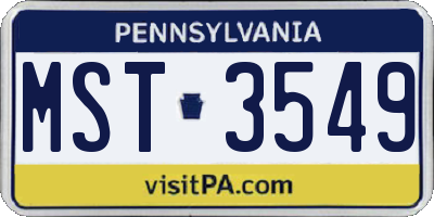 PA license plate MST3549