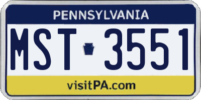 PA license plate MST3551