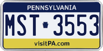 PA license plate MST3553