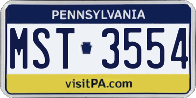 PA license plate MST3554