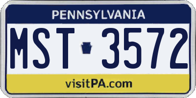 PA license plate MST3572