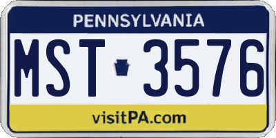 PA license plate MST3576