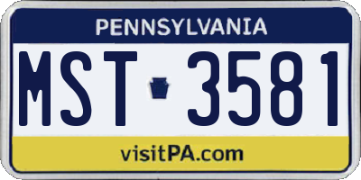 PA license plate MST3581