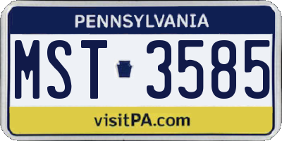 PA license plate MST3585