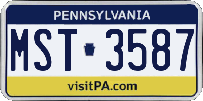 PA license plate MST3587