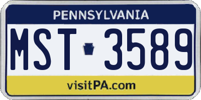 PA license plate MST3589