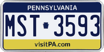 PA license plate MST3593