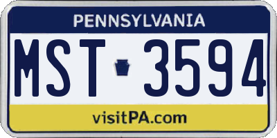 PA license plate MST3594