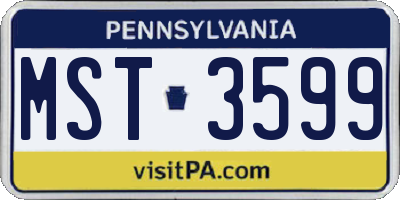 PA license plate MST3599