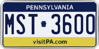 PA license plate MST3600