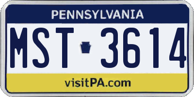 PA license plate MST3614