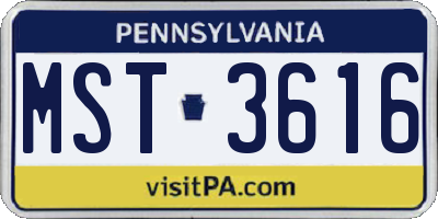 PA license plate MST3616