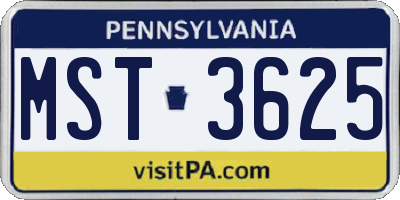 PA license plate MST3625
