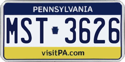 PA license plate MST3626